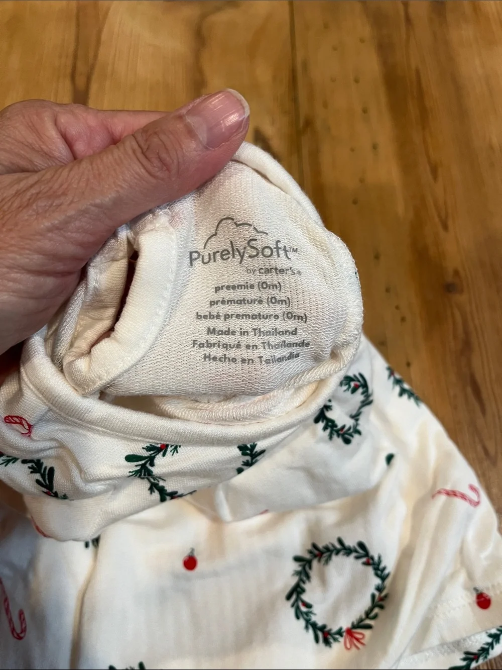 PURELY SOFT Preemie Ivory Terry Cotton Christmas Theme Dress Baby Girl